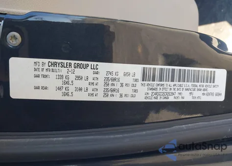 2012 Dodge Grand Caravan Sxt z USA, uszkodzony, nr VIN 2C4RDGCG5CR263947